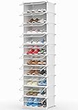 HOMIDEC Schuhregal, 10 Ebenen Schuhschrank Kunststoff-Schuhregale Organizer für Schrank Flur Schlafzimmer Eingang, Weiß