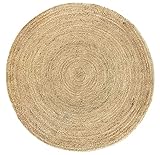 HAMID - Jute Teppich Rund, Alhambra Teppich Handgewebt 100% Naturfaser de Jute, Wohnzimmer, Schlafzimmer, Flurteppich, Dekoration, Farbe Natur, (150x150cm)