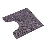 WohnDirect Badematte Grau • Badezimmerteppich zum Set kombinierbar, rutschfest & Waschbar • Badvorleger, WC Garnitur, Badteppich • MIT WC Ausschnitt • 45x45cm