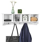 SoBuy® FRG48-L-W Wandgarderobe Wandhaken Hängeregal Badezimmerschrank mit 5 Haken weiß, B 72cm