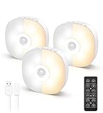 Nachtlicht Dimmbare, LYRIDZ Schrankleuchten USB Aufladbar, einstellbare Helligkeit Warmlicht & Weißlicht Fernbedienung LED-Licht für Kinderzimmer, TreppenGang Flur Schlafzimmer Küche 3 Stück
