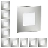 ledscom.de LED Treppenlicht/Treppen-Leuchte FEX für innen und außen, eckig, edelstahl, 85 x 85mm, warmweiß, 10 Stk.
