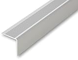 (14,24EUR/m) 43 x 43 x 900 mm Treppenwinkel silberfarben ungebohrt Treppenkantenprofil Treppenkante grob gerieft, stabil und rutschhemmend Innenmaß 40 x 40 mm