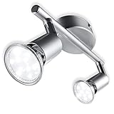 B.K.Licht I schwenkbare LED Deckenleuchte I 2-flammiger Deckenspot inkl. 2x 3 W GU10 Leuchtmittel I warmweiße Lichtfarbe I 2x 250 lm Deckenlampe I Wohnzimmerlampe I Länge: 25,5 cm