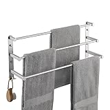 KES Handtuchhalter Bad 3 Stangen mit Haken Handtuchstange Badetuchhalter Handtuch Halter Handtuchregal Badezimmer 60CM Aluminium Wandmontage Silber, BTH400S60