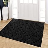 Biscpro Fußmatte Schwarz 60x90cm Innen und Außen | Waschbar Fussmatte | Wasserdicht Türmatte | Rutschfester Schmutzfänger Teppich für Eingang, Haustür, Patio, Flur, Garten