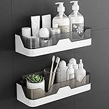 EigPluy 2 Stück Badezimmer Regal, Ohne Bohren Badezimmerregale, Duschregal Plastik Duschkörbe an der Wand montiert für Küchen und Badezimmer