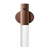 YWJPJ. LED Wandleuchte Holz mit Klebebasis, Intelligenter Sensor Wandlampe Holz Flurlampe Nachtlampe, Schlafzimmer Treppenhaus Flur Wandbeleuchtung Innenbeleuchtung,Braun