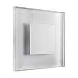 SET LED Treppenbeleuchtung Premium SunLED Large Warmweiß 230V 1W Echtes Glas Treppenlicht mit Unterputzdose Treppen-Stufen-Beleuchtung Wandeinbauleuchte (ALU: Weiß; LICHT: Warmweiß, 7 Stück)