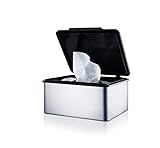 blomus -MENOTO- Feuchttücherbox aus mattiertem Edelstahl, mit praktischem Kunststoffeinsatz, exklusive Optik, modernes Badaccessoire, hochwertig (H / B / T: 7 x 14,9 x 13,2 cm, Edelstahl, 68821)