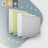 Plissee ohne Bohren klemmfix Jalousie Sonnenschutz Easyfix Faltrollo Lichtdurchlässig Rollo für Fenster & Tür Hellgrau 75x120cm(BXH)