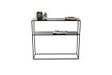 LIFA LIVING Konsolentisch mit 2 Böden, Stabiler Beistelltisch aus schwarzem Metall, Kommode für Wohnzimmer und Flur, 100 x 30 x 85 cm
