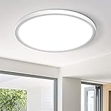 LED Deckenleuchte Flach Rund Deckenlampe 24W - Modern Natürliches Weiß 5000K 2100LM LED Lampen deckenlampen, Wasserfest Badezimmer lampe für Schlafzimmer Wohnzimmer Küche Bad Keller Balkon Ø 220*H24mm