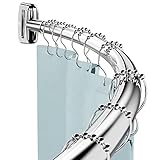 DYHOME Duschvorhangstange,114-196cm Verstellbare Gebogene Duschstange Gebogen ,304 Edelstahl Einziehbare Gardinenstange Badewanne Schiene ,Teleskop Duschstange,Niemals Rosteninklusive Ringe(12 Stück)