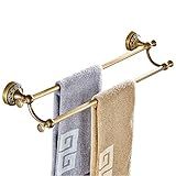 CASEWIND Handtuchhalter Vintage, Handtuchstange 2 Stange Messing, Antik Doppel Handtuchregal Badezimmer Wandmontage mit Bohren Landhausstil Nostalgie