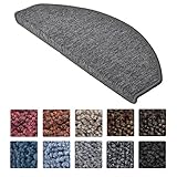 Beautissu XXL Treppenstufen Matten ProStair 15er Stufenmatten Set - 65x28cm Treppenmatten antirutsch Teppich Treppenstufen selbstklebend Treppenschoner Grau
