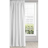 Eurofirany Logan Verdunkelung Vorhang Blickdicht Satin Kräuselband Gardine Einfarbig 1 Stk. Modern Wohnzimmer Schlafzimmer Kinderzimmer, Weiß, 135x270 cm