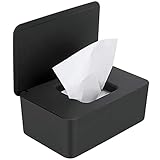 Feuchttücherspender, staubdichte Taschentuch-Aufbewahrungsbox, Feuchttücherspender, Halter mit Deckel für Home Office Schreibtisch (Schwarz) (Schwarz) (Schwarz)