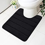 Homaxy Memory Foam rutschfeste Ständer Badematten Weiches, Wasser Saugfähig WC Teppich Waschbar Badteppiche (Schwarz, 50X60 cm)
