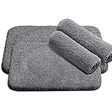 LIBWYS Badematte Rutschfester Badeteppich 2er Set - Flauschige Badematte und Badvorleger für Dusche, Badewanne und Toilette - Fußbodenheizung und Trockner geeignet (Grau 2er)