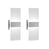 2 Stücke Wandleuchte Innen 12W Wandlampe LED Acryl Wandbeleuchtung Modern für Wohnzimmer Schlafzimmer Treppenhaus Flur | Kaltes Weiß 6000K