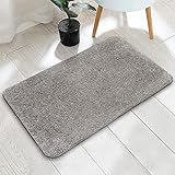 Telgoner Badematte, rutschfest Waschbar Badezimmerteppich 50X80 cm, Weiche Hochflor Badvorleger aus Chenille, Trocknend und Schimmelresistent Badteppich für Badezimmer, Küche, Schnell (Grau)