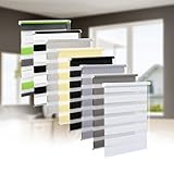 Doppelrollo Klemmfix ohne Bohren, Duo Rollo,50cm x 150cm (Stoffbreite 46 cm) weiß Transparentes und undurchsichtiges Sichtschutz Rollo mit Klemmträgern für Fenster und Türen