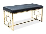 Sellon24® Sitzbank Polsterbank Truhenbank Flurbank Gold Schwarz Samt Glamour Design bequem luxuriös Noir
