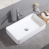 Gimify Keramik Waschbecken Hängewaschbecken Waschtisch für Badezimmer Hotel Haus Büro (600x340x105mm)
