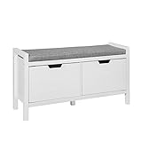 SoBuy FSR63-W Sitzkommode Sitzbank mit Sitzfläche Schuhtruhe mit Stauraum Schuhschrank Weiß BHT ca.: 91x50x30cm