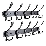 Encozy Gaderobenhakenleiste Hakenleiste Kleiderhaken aus Edelstahl Schwarz, Garderobenleiste, Garderobenhaken, Wandgarderobenhaken, Kleiderhaken Wand, 15 Haken (schwarz, 2 Stück)