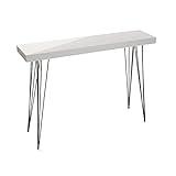 Versa White Dallas Schmales Möbelstück für den Eingangsbereich oder Flur, Moderner Konsolentisch, Maßnahmen (H x L x B) 80 x 25 x 110 cm, Holz und Metall, Farbe: Weiß