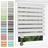 Doppelrollo klemmfix Duo Rollo ohne Bohren,Rollos für Fenster und Tür,lichtdurchlässig und verdunkelnd 85 x 120 cm(BxH) Weiß
