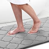 Homaxy Memory Foam Badezimmerteppich rutschfest Badematte Weich Badteppich Saugfähige Badvorleger Waschbar Pflegeleichte Duschvorleger - 50 x 80 cm, Grau