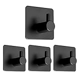 KEROOS® Handtuchhaken | Edelstahl 304 | mit 3M Kleber starke Tragefähigkeit | moderne Design | schwarz