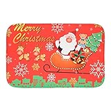 Omabeta Weihnachten Bodenmatte Flanell Weihnachtsmann Teppich Küche Badezimmer Bodenmatte Fußmatte für Heimtextilien Indoor Outdoor
