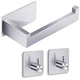 YIGII Toilettenpapierhalter Ohne Bohren Klopapierhalter Selbstklebend Wc Papier halterung, Edelstahl Toilettenpapierrollenhalter und 2 Stück Klebehaken den täglichen Bedarf decken