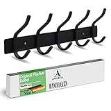 Kleiderhaken Wand 5'er Hakenleiste Schwarz Garderobe Jackenhalter Wand Garderobenhaken Edelstahl Rostfrei Handtuchhaken Bademantelhaken Wandhaken Wandgarderobe Garderobenleiste 30kg belastbar