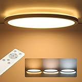 VECINO Led Deckenleuchte Flach Dimmbar mit Fernbedienung, Deckenlampe Panel Rund 24W 2400LM IP44 2.5cm Ultra Dünn, 30x30cm Weiß für Schlafzimmer/ Badezimmer/ Kinderzimmer/ Flur