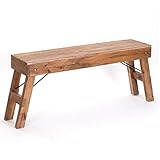 DESIGN DELIGHTS Faltbare SITZBANK Aldo | 112x48x28cm (BxHxT), Recyclingholz | rustikale Holzbank, Küchenbank aus Massivholz, Beistellbank, Flurbank, Gartenbank | Farbe: 01 Natur-Vintage