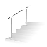 Jiubiaz Geländer Edelstahl Handlauf für Treppen Brüstung Balkon mit 0 Querstreben (120cm, 0 Querstreben)