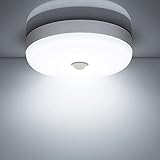 Combuh LED Deckenlampe mit Bewegungsmelder Innen, Rund Deckenleuchte 15w 6500k 1200LM Kaltweiß Wasserdicht IP56, Sensor Deckenleuchte LED für flur Garage Treppenhaus Balkon Küche Badezimmer Keller.