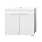 trendteam smart living Badezimmer Waschbeckenunterschrank Unterschrank Amanda, 60 x 56 x 34 cm in Weiß / Weiß Hochglanz mit viel Stauraum