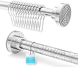 BENKSTEIN® Duschvorhangstange 2.0 ohne Bohren inklusive Ringe (12 Stück) 125-230 cm Duschstange Gardinenstange klemmbar teleskopstange duschvorhang Stange