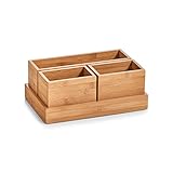 Zeller 25387 Organizer-Set, 4-tlg.,Bambus, ca. 28 x 17,7 x 11 cm, Büro, Schminkutensilien, Aufbewahrung
