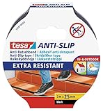 tesa Anti-Rutschband - Rutschfestes Klebeband für innen und außen - Für Treppen, Leitern und glatte Böden - Schwarz - 5 m x 25 mm