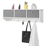 SoBuy FRG282-W Wandgarderobe Flurgarderobe Kleiderhaken Hängeregal mit 3 Körben und 5 Haken Garderobe weiß BHT ca.: 100x30x20cm