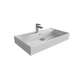 Aqua Bagno | Waschbecken 80 im modernen Loft Air Design | Eckig | Wand-Waschbecken | Möbelwaschbecken | Waschtisch aus Keramik | Weiß | 805 x 465 x 130 mm