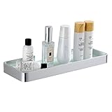 Hoomtaook Duschablage Ohne Bohren Hartglas Badregal Rechteckiges Duschcaddy Ablage Organizer Nail-Free Kein Schaden, Selbstklebend, Space Aluminium Rostfreier Korb Für Küche Badezimmer Zubehör Silber