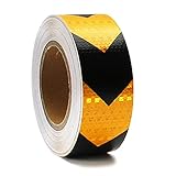 Reflektorband Warnklebeband reflektierend und selbstklebend, Reflektierendes Band Straße Transport Anlagen Sicherheitserinnerung, 10m Meter lang, 5cm breit, Gelb Schwarz